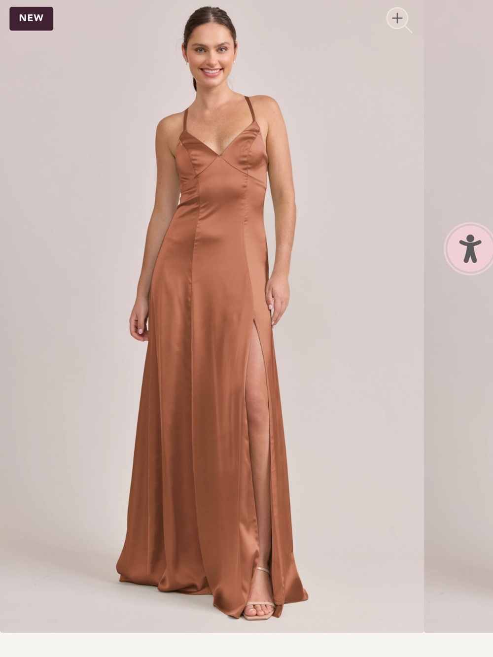 Revelry Copper Satin Maxi Slip Dress